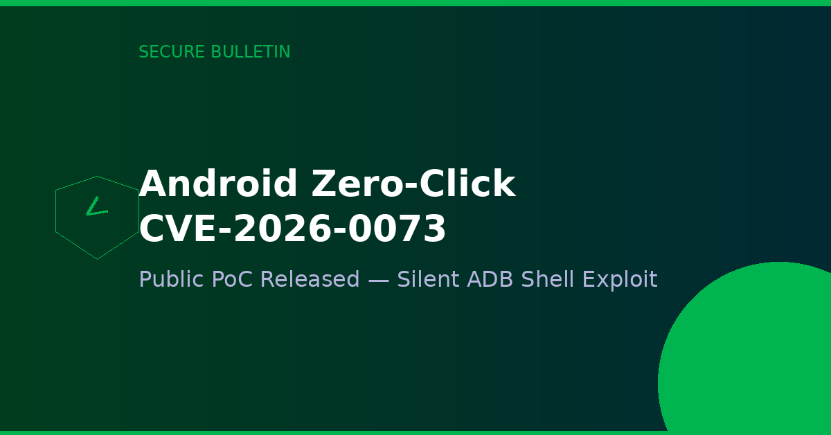 PoC Exploit Released for Android Zero-Click CVE-2026-0073 — Silent ADB Shell Access on Android 14–16