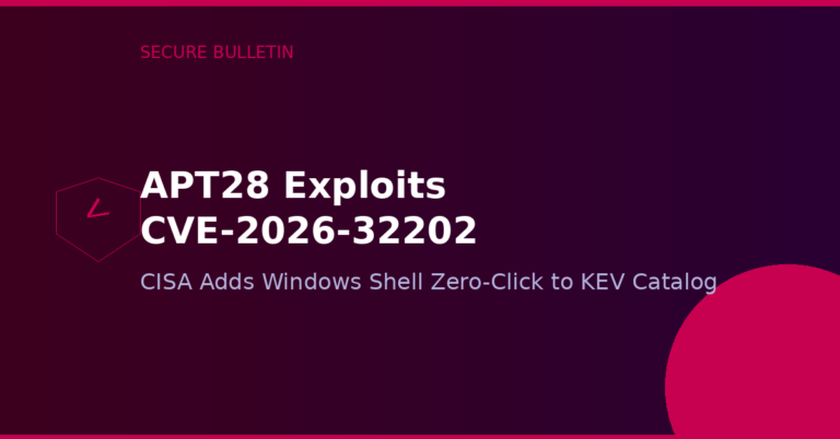 CISA Adds CVE-2026-32202 to KEV Catalog as APT28 Actively Exploits Zero-Click Windows Shell Flaw