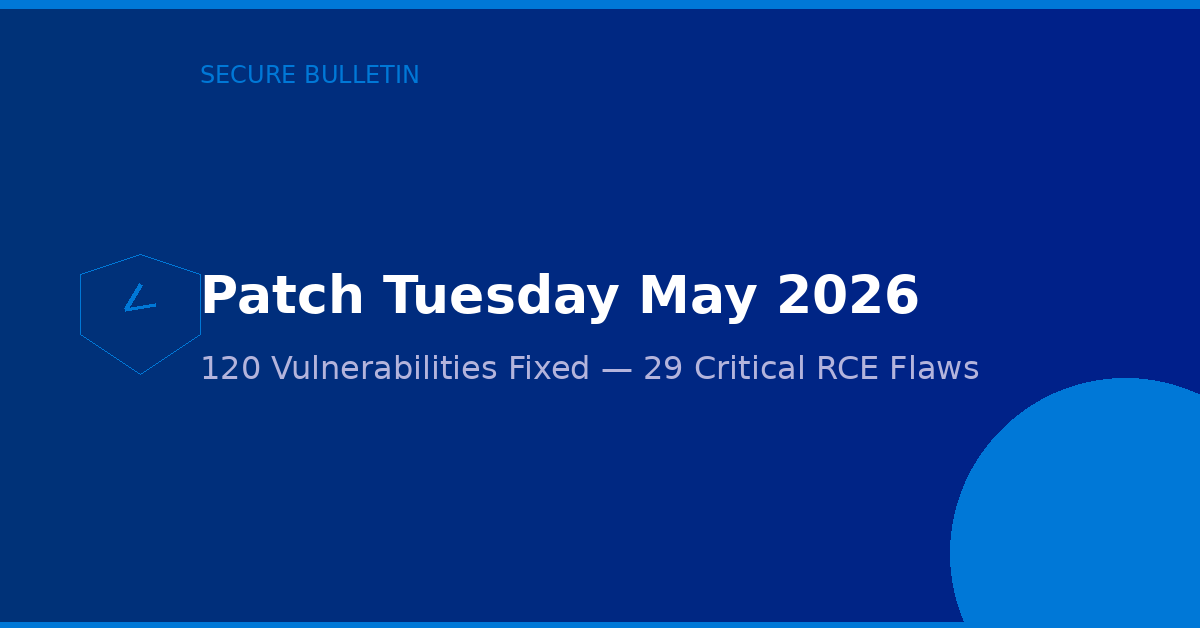 Microsoft Patch Tuesday May 2026: 120 Vulnerabilities Fixed, Including 29 Critical RCE Flaws