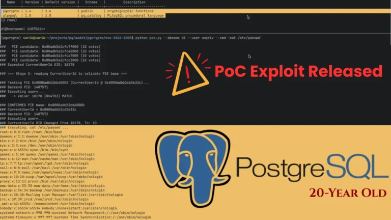 CVE-2026-2005: Public PoC Released for Critical 20-Year-Old PostgreSQL pgcrypto RCE Vulnerability