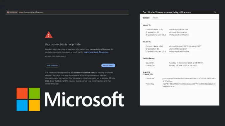 Microsoft Lets connectivity.office.com TLS Certificate Expire, Breaking Enterprise Microsoft 365 Diagnostics