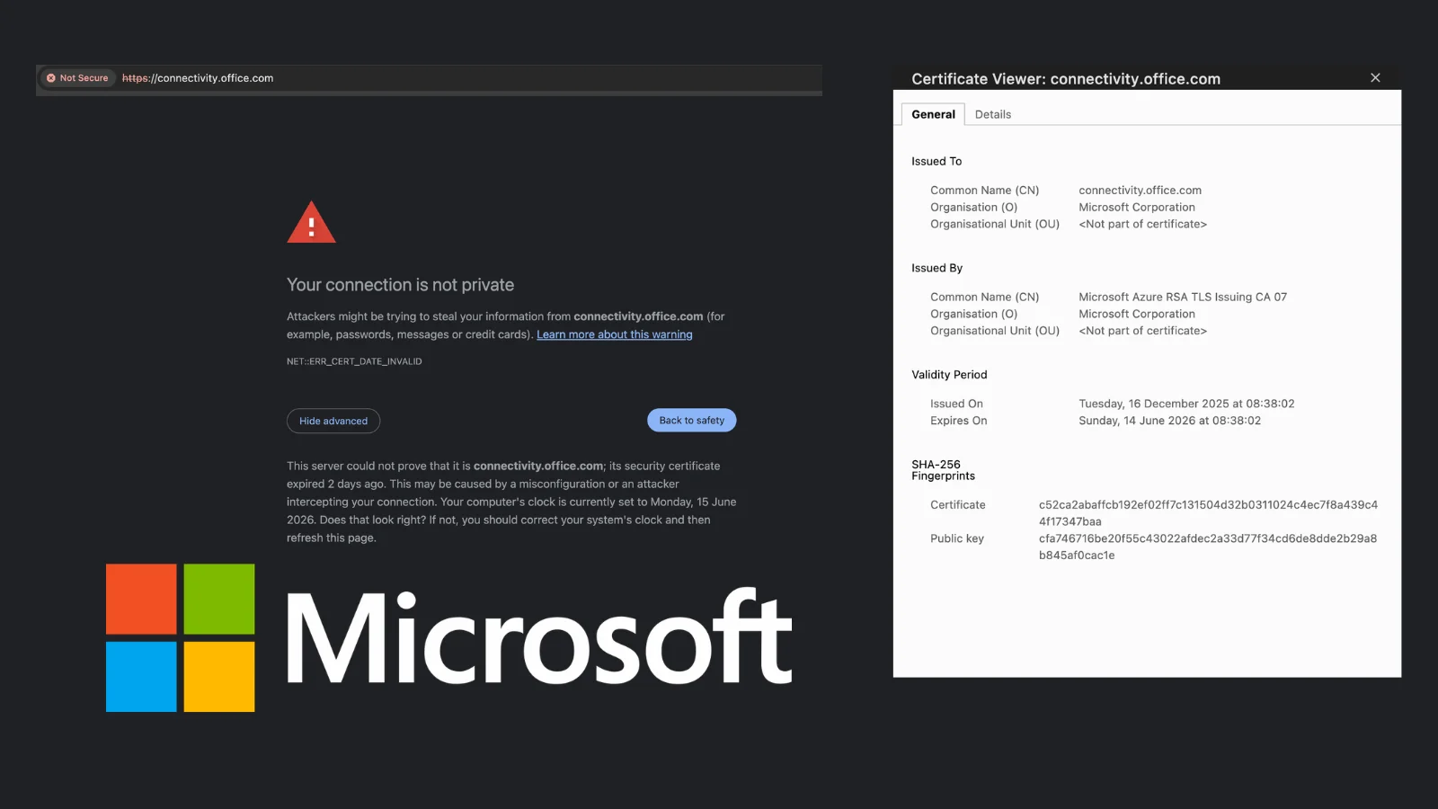 Microsoft Lets connectivity.office.com TLS Certificate Expire, Breaking Enterprise Microsoft 365 Diagnostics