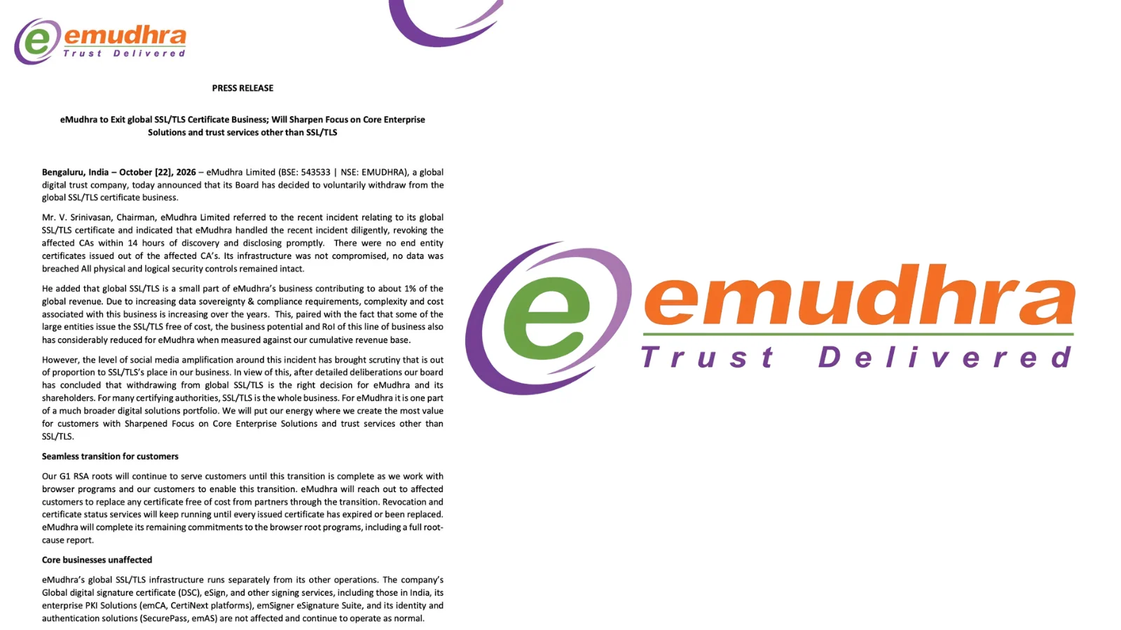 eMudhra Abandons Global SSL/TLS Certificate Business After Weak-Key Disaster